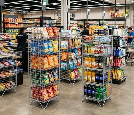 Expositor em aramado para supermercados: fale com a Jetferr